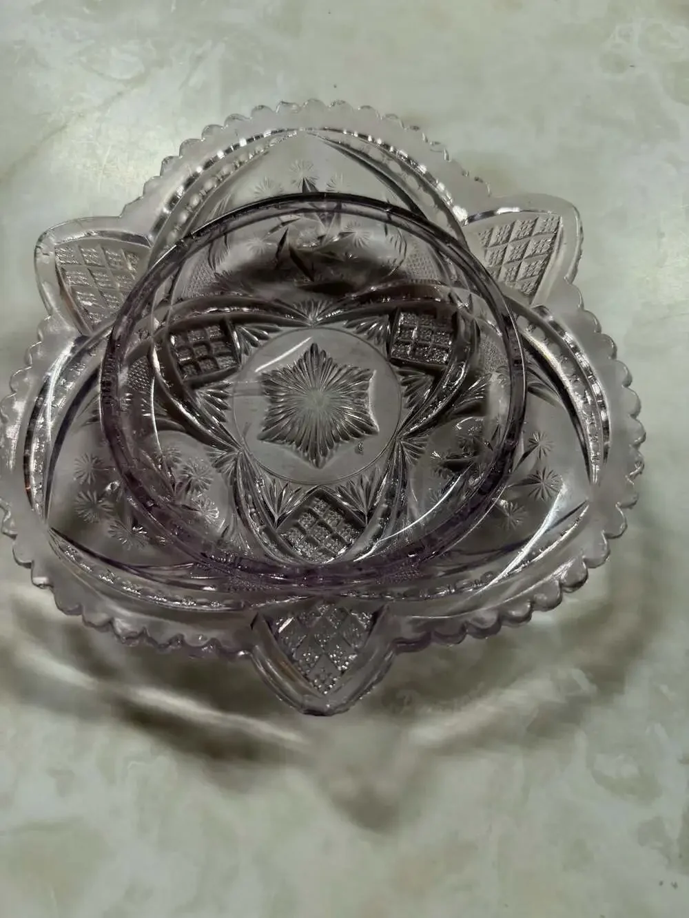 Antique Early American Pressed Glass Lavender Amethyst Bowl Late Victorian Edwar